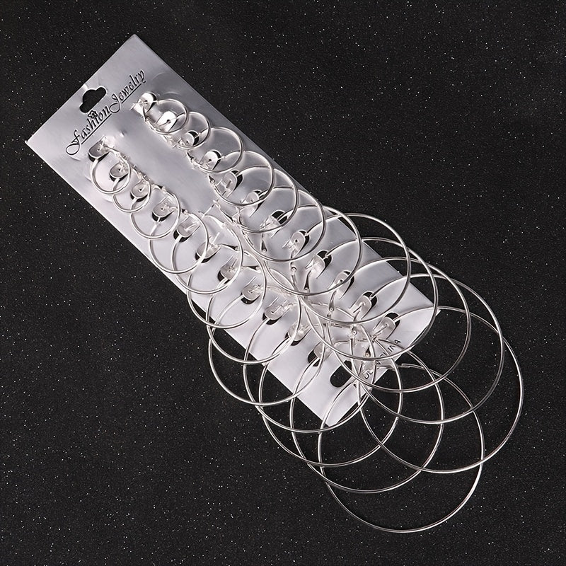 Hoop Earrings 12 Pairs Set Exaggerate Accessories For Women Girls Gift