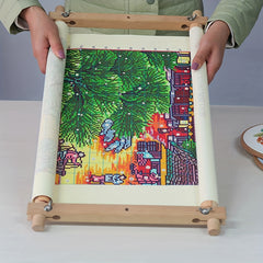 Square Embroidery Hoop Tapestry Scroll Frame Beech Wood Cross Stitch Needlepoint