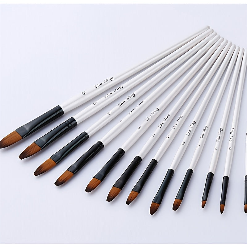 12 Pcs Watercolor Paint Brush Set DIY Acrylic Painting Art Brushes Supplies