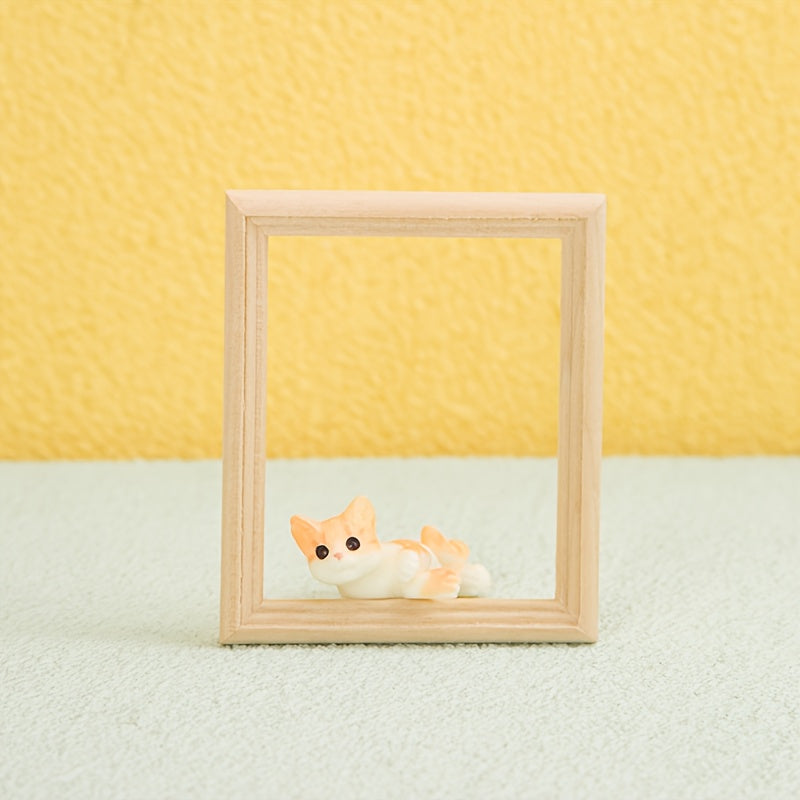 Mini Wooden Photo Frame for Dolls Beige Decor DIY Craft Doll Accessory