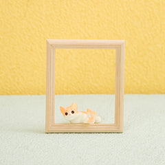 Mini Wooden Photo Frame for Dolls Beige Decor DIY Craft Doll Accessory