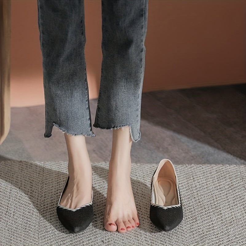 Women's Knitted Low Heels Comfort Slip On Shoes