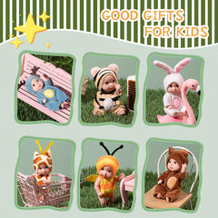 6pcs Baby Doll Set with Animal Outfits & Accessories for Kids Role Play