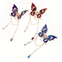 Butterfly & Tassel Hair Claw Rhinestone Banana Clip