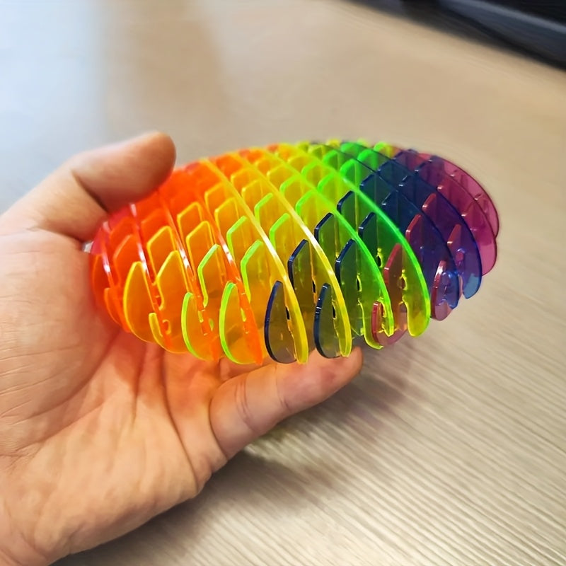 Colorful Stretchy Worm Fidget Toy in Vibrant Rainbow Colors