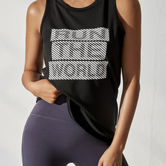 Striped Slogan Graphic Sports Tank Top Women's
