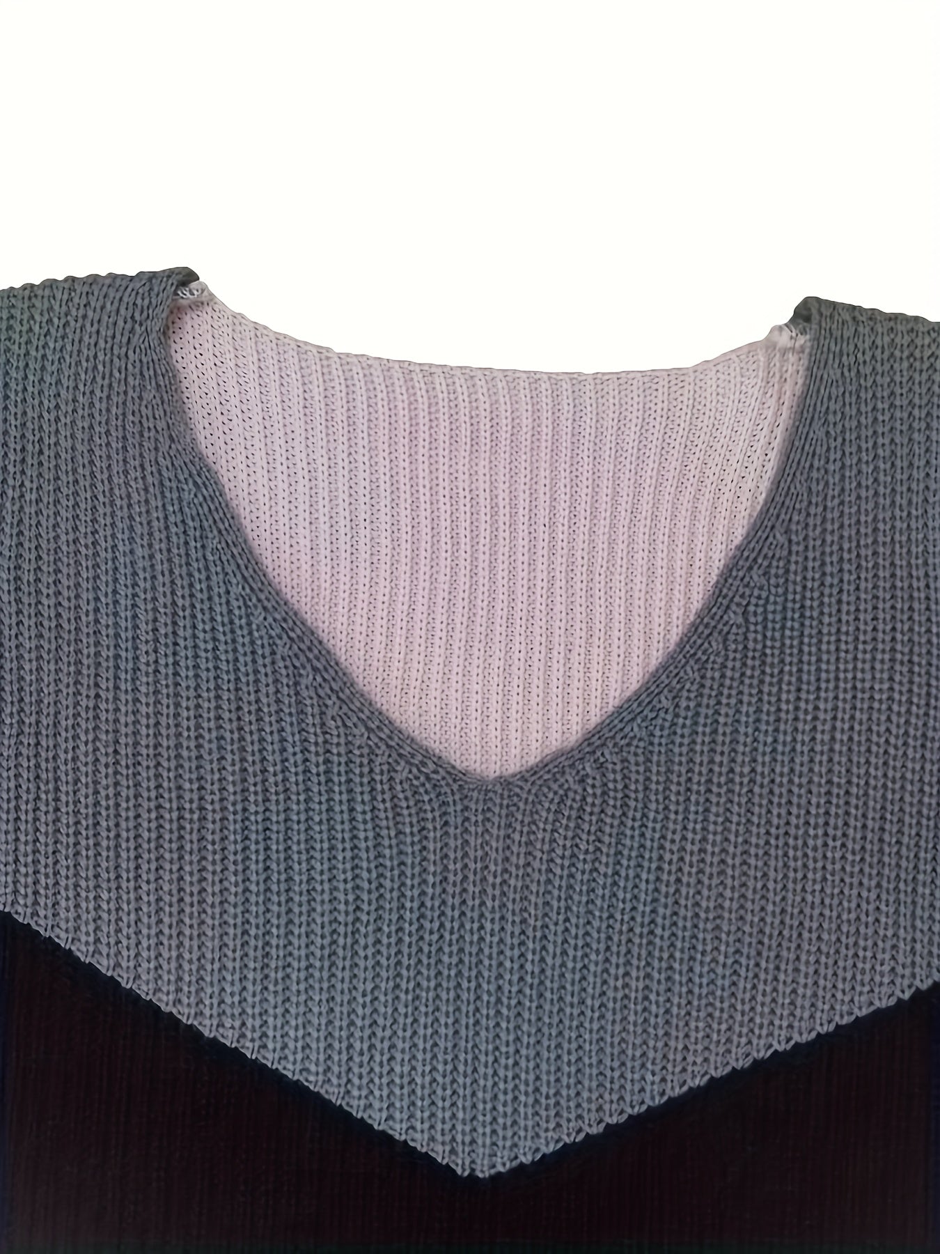  Colorblock V Neck Sweater
