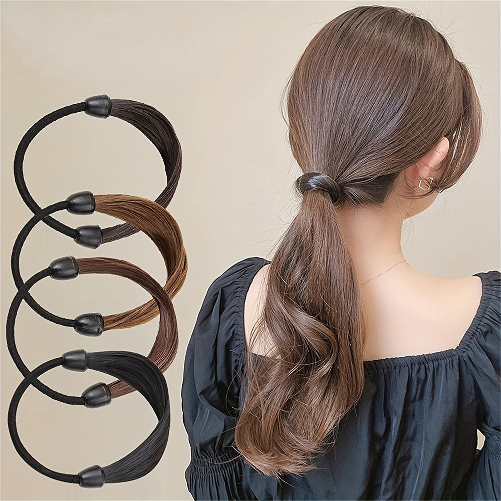 4pcs Braided Elastic Hair Rope Ponytail Holder Rubber Band