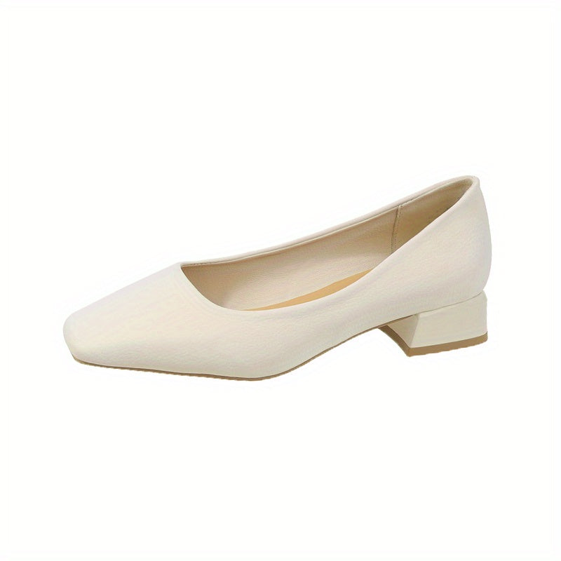 Women's Low Heel Square Toe Slip On Shoes