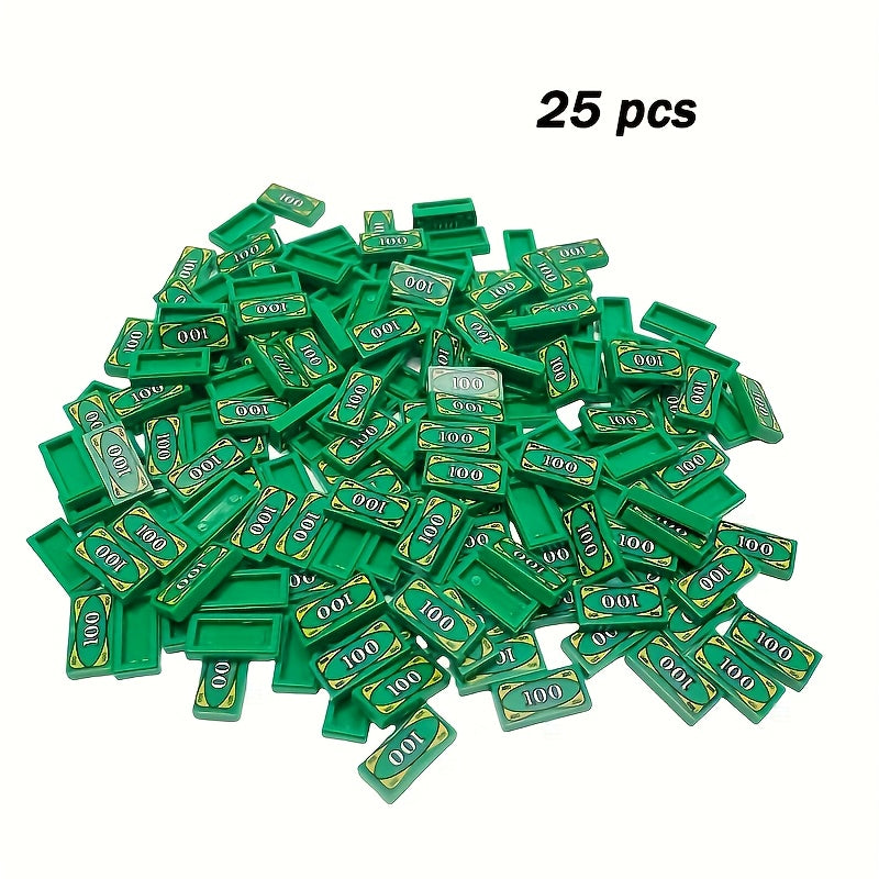 100 Dollar Bill Print 1x2 Interlocking Bricks DIY Money Tile Accessories