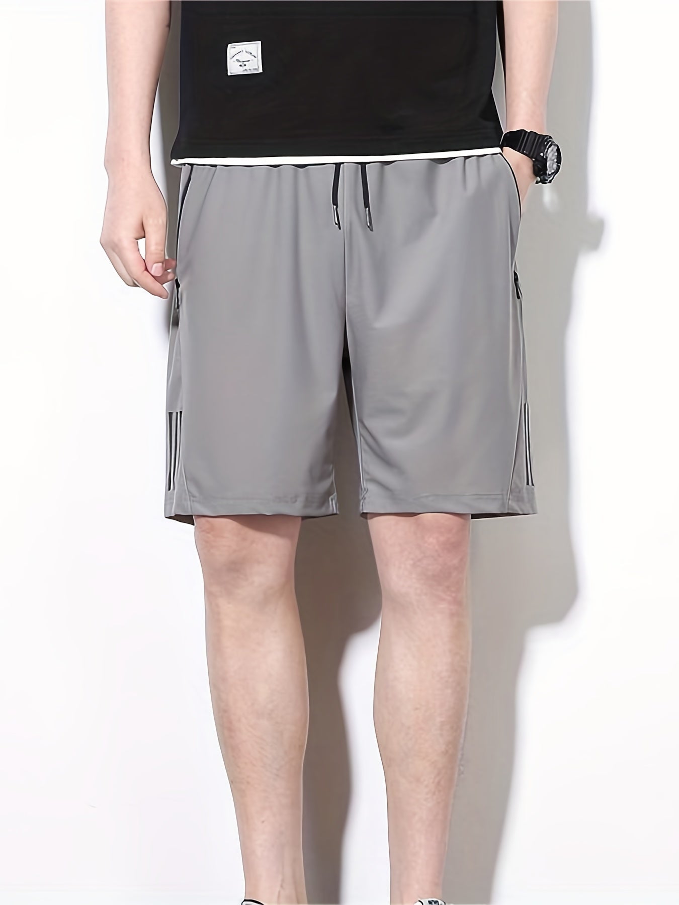 Men s Casual Loose Pocket Elastic Waist Drawstring Shorts