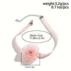 Vintage Flower Charm Choker Necklace Camellia Necklace for Women