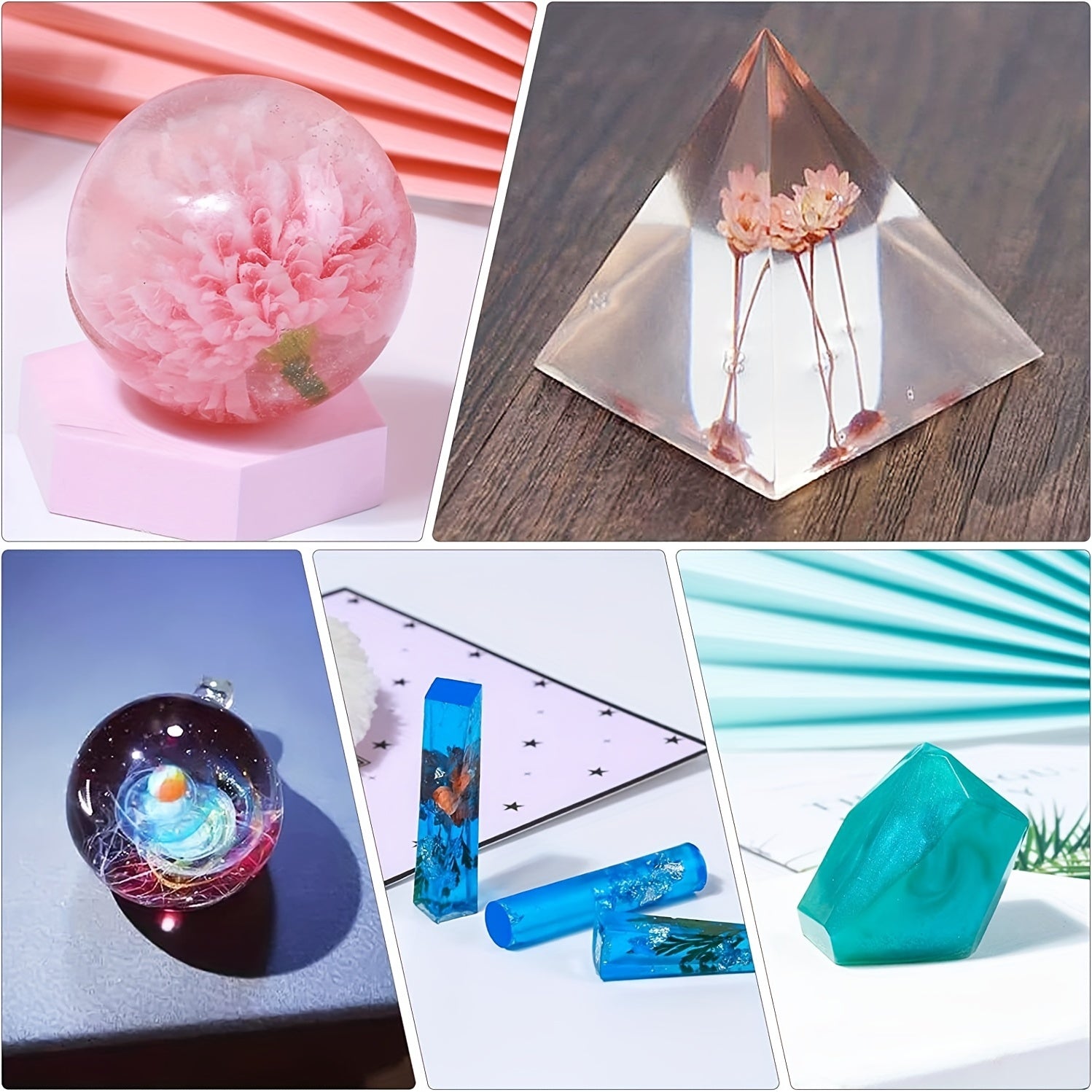 14pcs Silicone Resin Molds Kit for UV Resin Casting