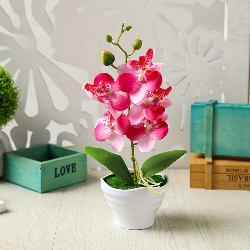 Orchid Bonsai with Pot Simulation Flower for Home Decor