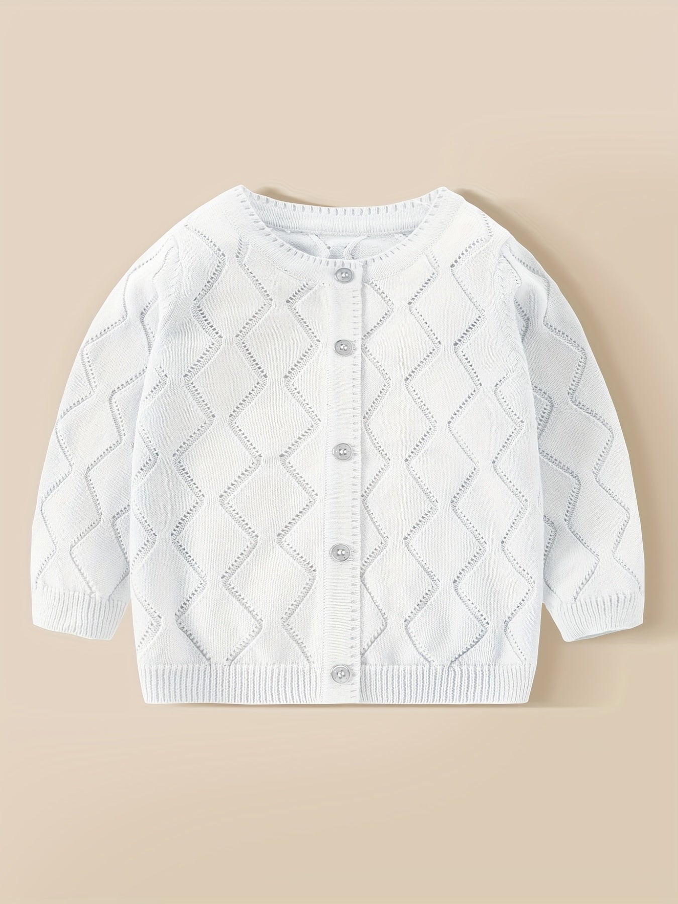 Toddler Baby Knit Cotton Cardigan Button Up Crew Neck Casual Sweater