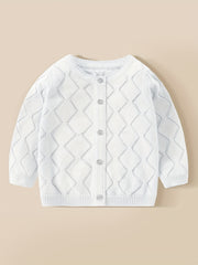 Toddler Baby Knit Cotton Cardigan Button Up Crew Neck Casual Sweater