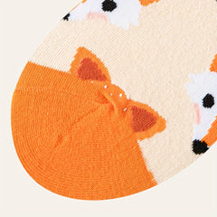 Fox Pattern Socks Comfy & Breathable Mid Tube Women's Stockings