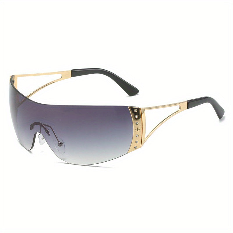 Rhinestone Decor Gradient Rimless Sunglasses UV400