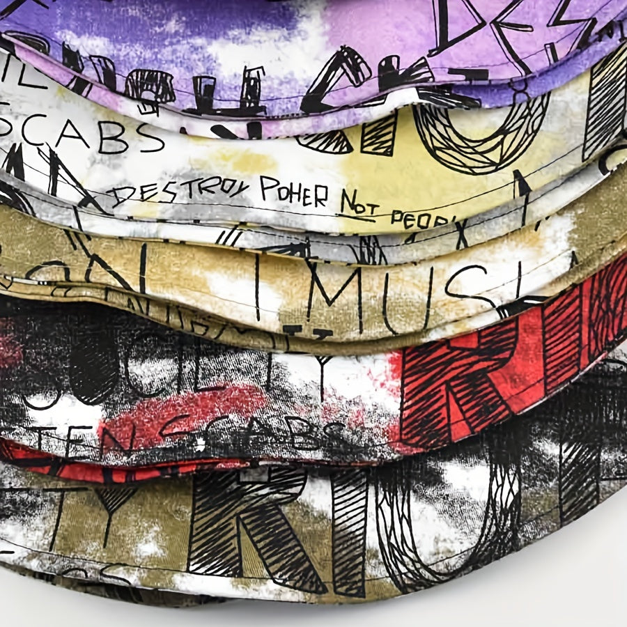 Hip Hop Graffiti Tie Dye Bucket Hat Unisex Lightweight Fisherman Cap