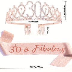 AB Rhinestone Happy Birthday Queen Tiara for Women