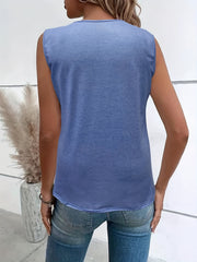  Cartoon Cat & Fish Print Round Neck Tank Top