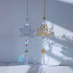 Crystal Sun Catcher Wind Chime Lotus Flower Pendant