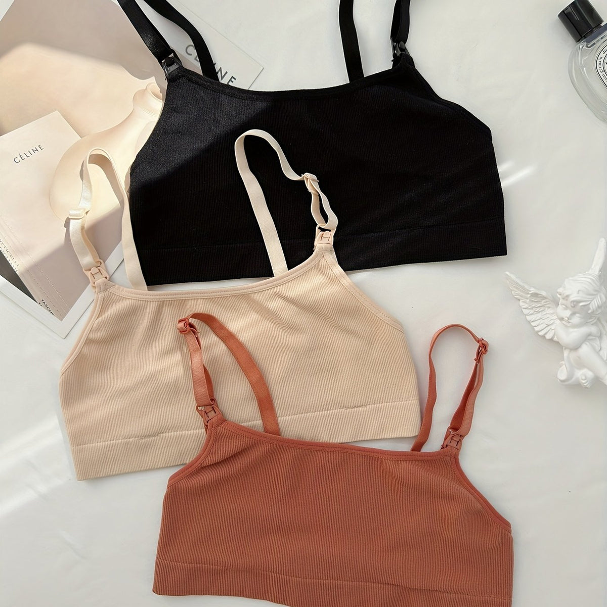 3pcs Front Buckle Wireless Bras Full Coverage Comfy & Breathable