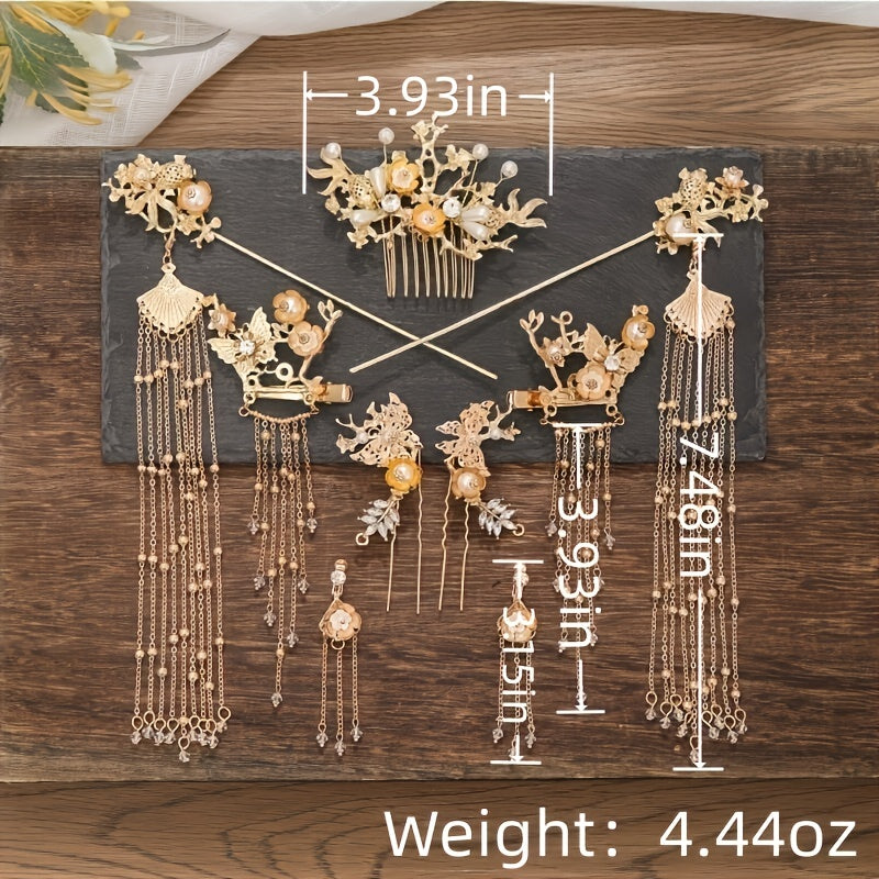 Golden Butterflies Hairpin Wedding Bride Hair Comb
