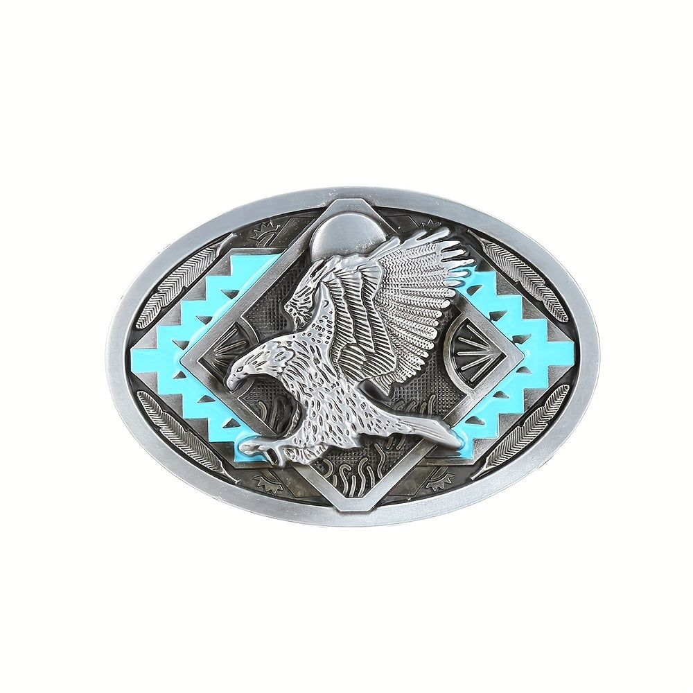 Geometric Pattern Eagle Belt Buckle for Men
