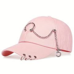 Summer Punk Chain Iron Ring Duck Cap Street Baseball Cap Sunshade Hip hop Cap