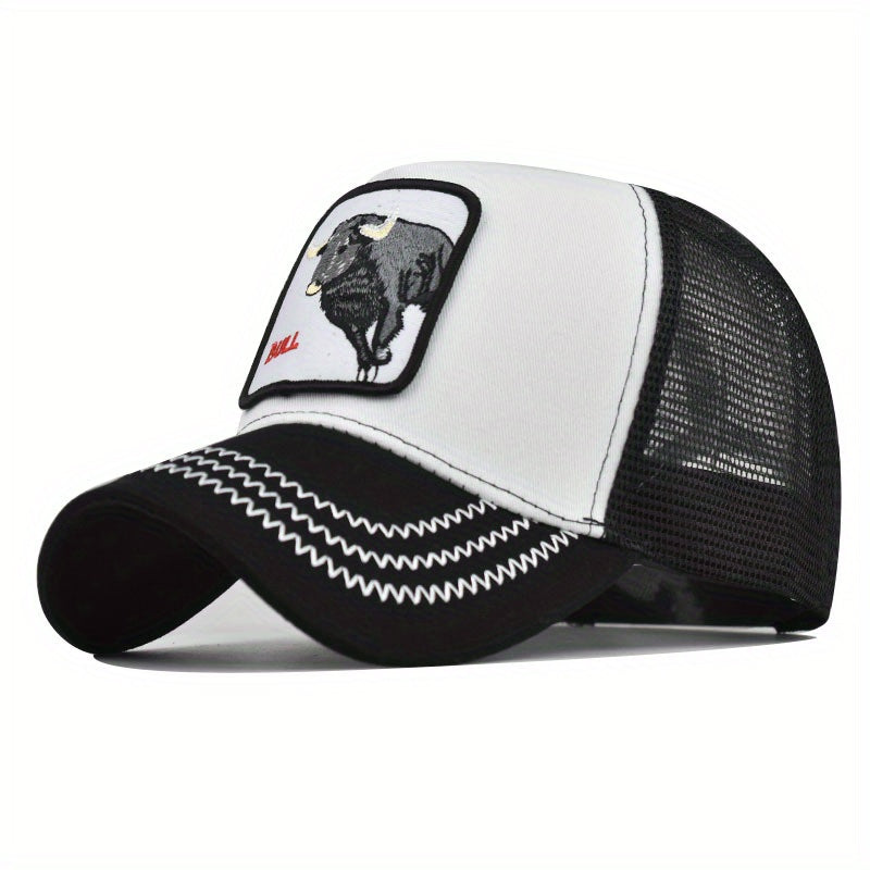 Bull Cash Cartoon Baseball Cap Animal Embroidery Patch Trucker Hat