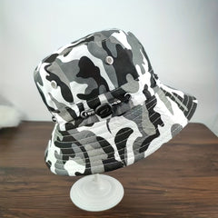 Gray Camouflage Print Bucket Hat Lightweight Sun Hat Unisex