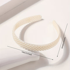 Faux Pearl Headband Wide Bridal Headdress Hair Band Wedding Party