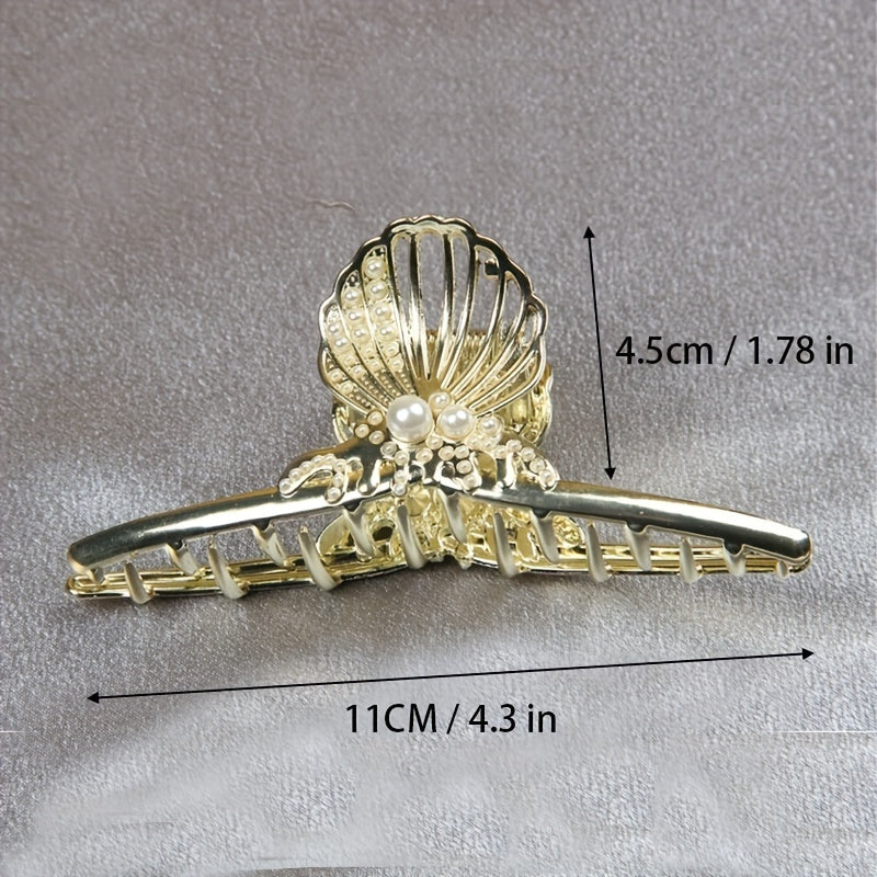 Metal Hair Claw with Faux Pearl Shark Claw Hair Accessories
