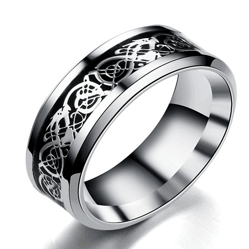 Dragon Pattern Titanium Steel Rings for Couples