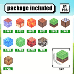 64pcs Magnetic Building Blocks Construction Set for 3-10 Year Olds