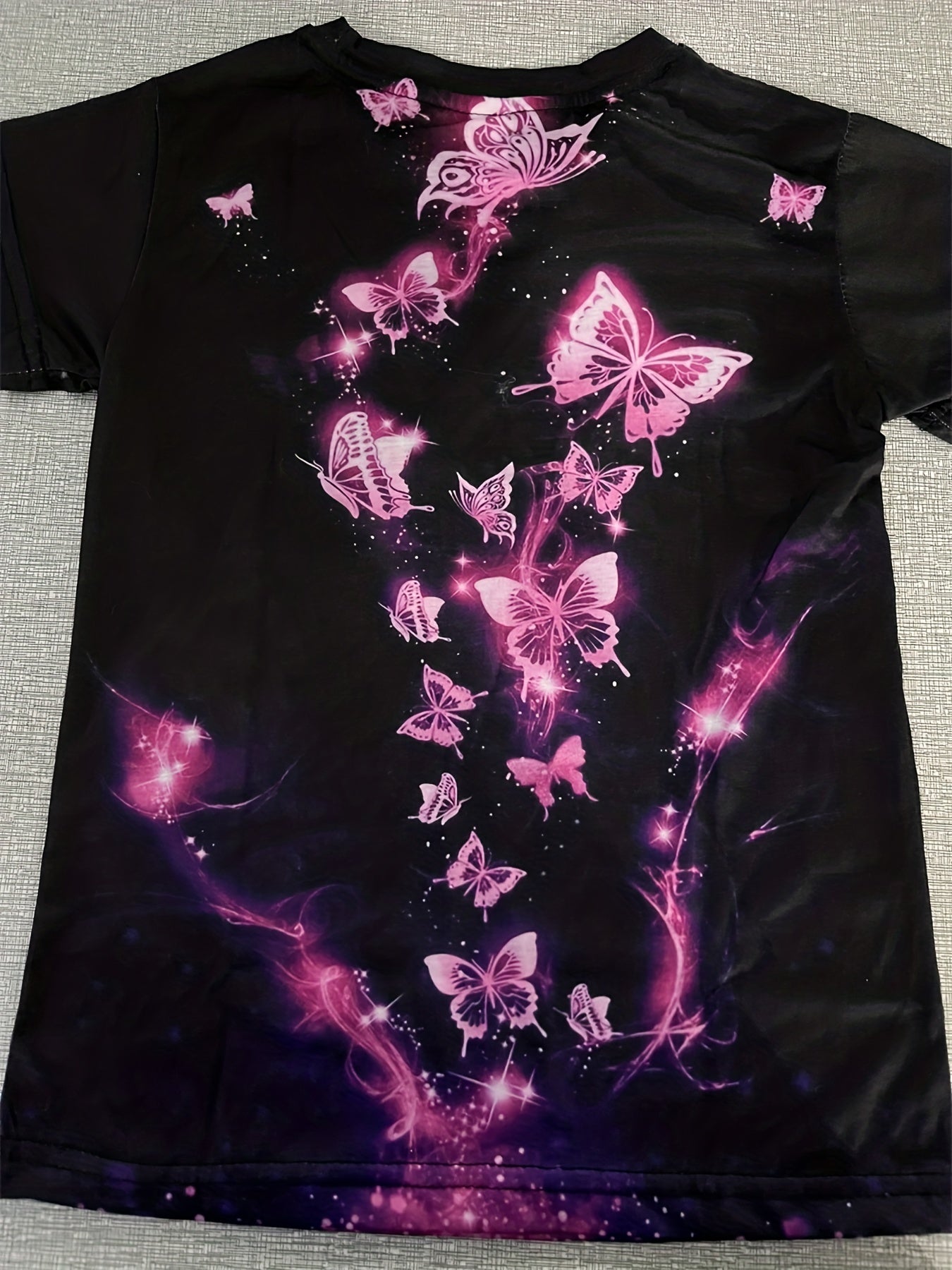 Girls Butterfly Graphic T Shirt 3D Digital Print Casual Summer Tee