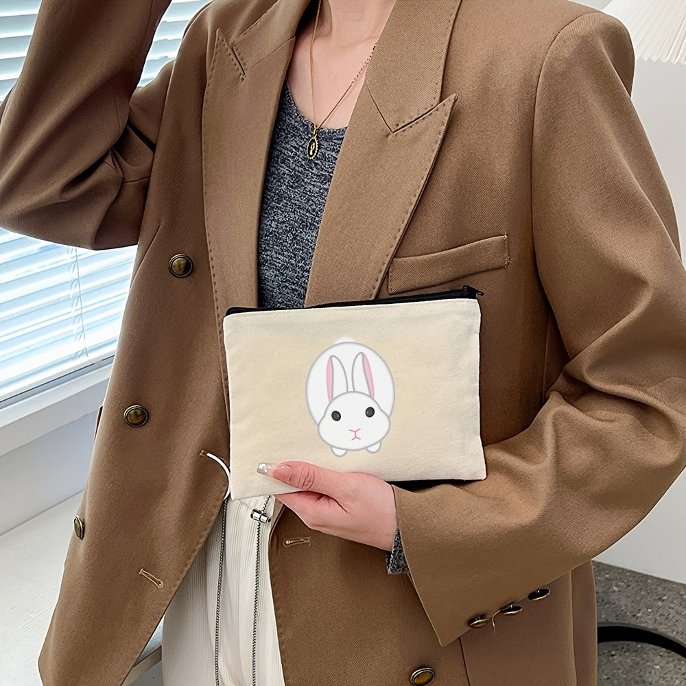 Rabbit Print Canvas Wash Bag