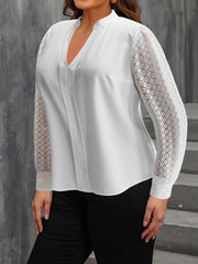  Lace Sleeve Casual Blouse