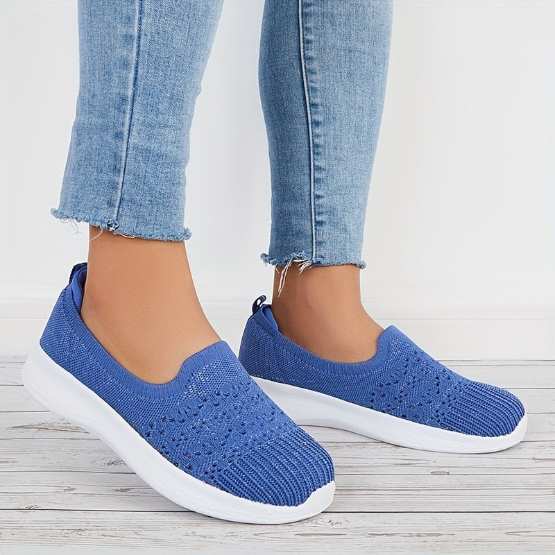 Women's Lightweight Slip On Walking Shoes Flying Woven Casual Sneakers