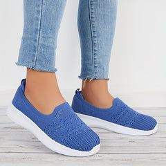 Women's Lightweight Slip On Walking Shoes Flying Woven Casual Sneakers