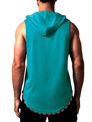 Men's Lightweight Hooded Tank Top for Summer Fitness Training