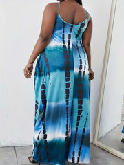Women's Plus Tie Dye Round Neck Maxi Cami Dress