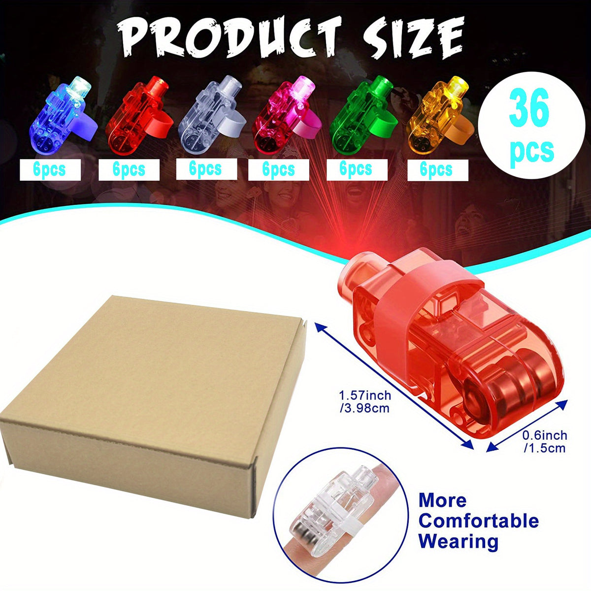 6 Colors LED Kids Party Finger Lights Light Up Ring Toys Halloween Rave