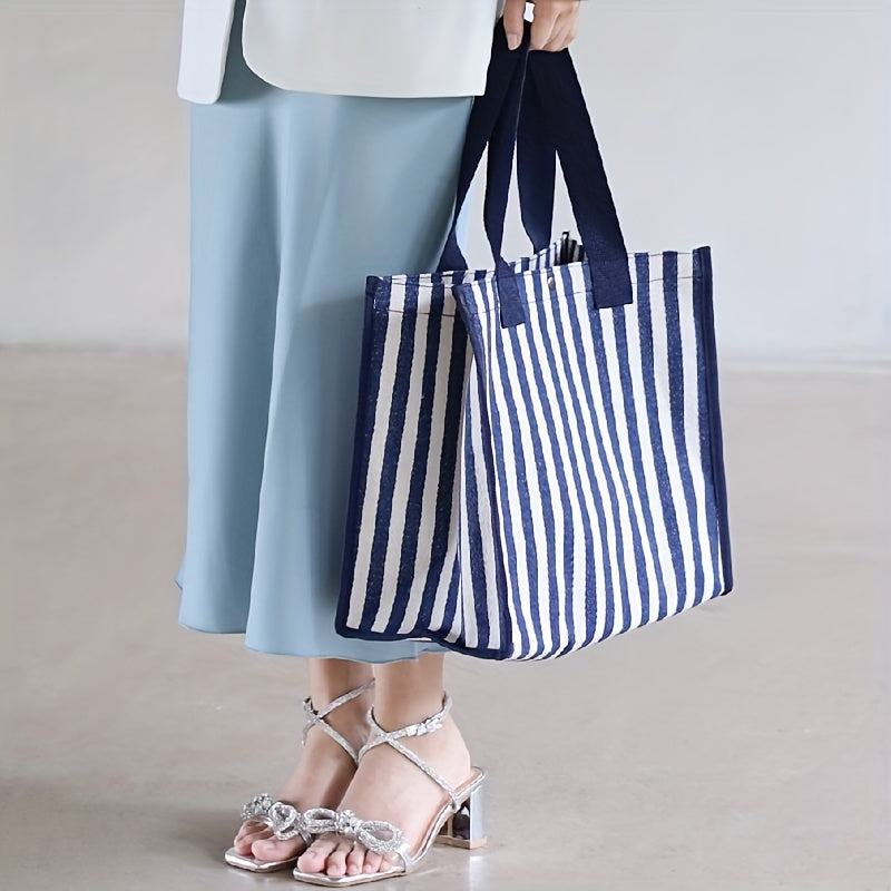 Striped Large Capacity Tote Bag Casual Handbag Women's Shoulder Bag