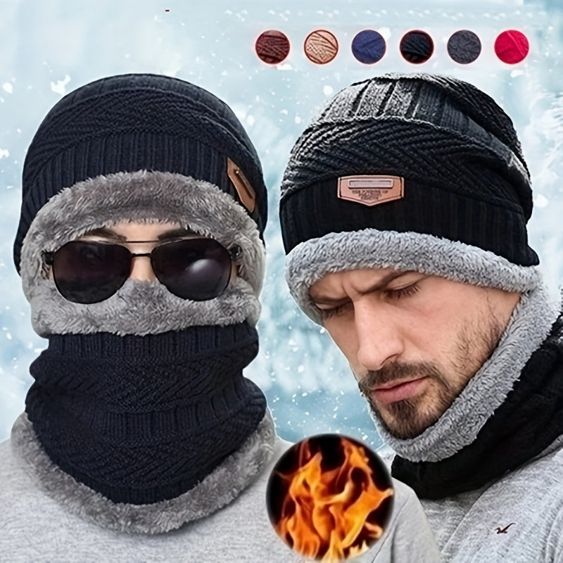 Winter Beanie Hat & Scarf Set Velvet Beanie Cap Warm Thickened Knitted Hat