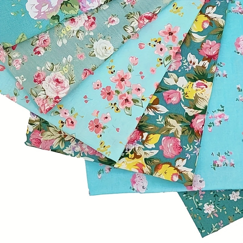 Floral Fabric Bundle Pre cut Patchwork Squares Quilting DIY Crafts 8pcs