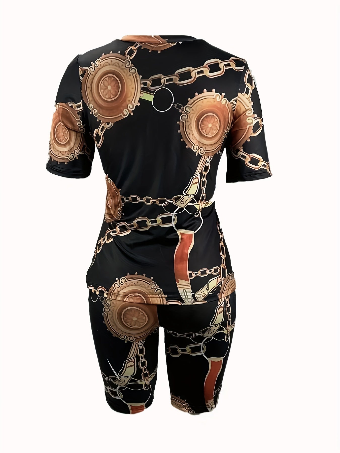 Hourglass Chain Print Casual Two piece Set
