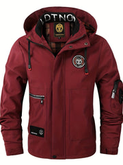 Waterproof Drawstring Hooded Jacket Men's Casual Zip Up Jacket