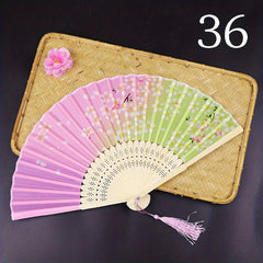 Chinese Style Folding Fan Ancient Landscape Point Craft Bamboo Fan